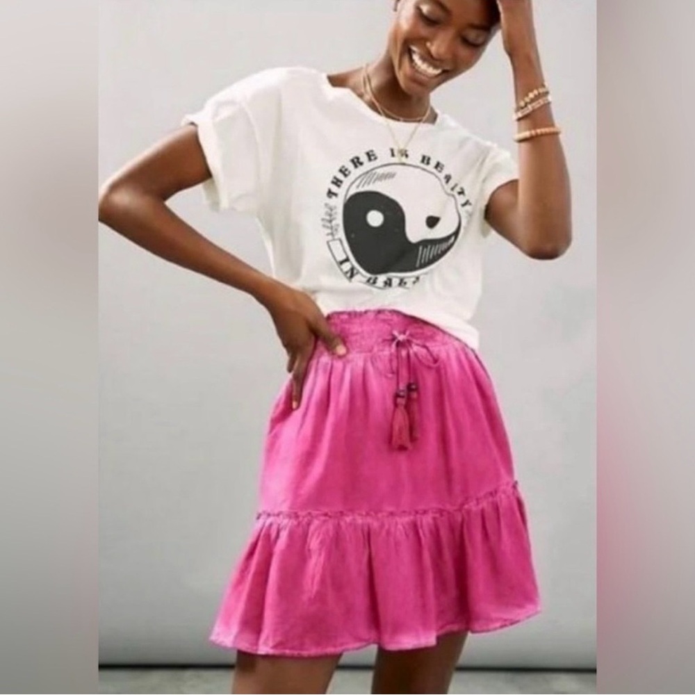 Pilcro by Anthropologie Giulia Pink Tie-Dye Mini Skirt